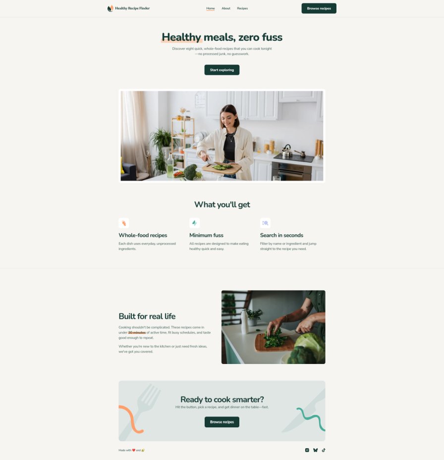 preview of recipe finder site